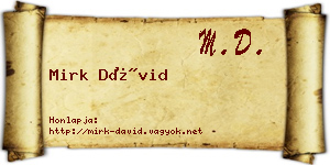 Mirk Dávid névjegykártya